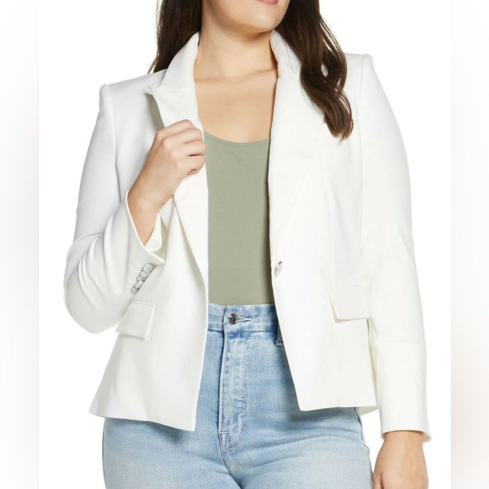Veronica Beard New Danielle Dickey Stretch Blazer Jacket Off-White Schoolboy